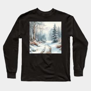 Winter Forest Road Long Sleeve T-Shirt